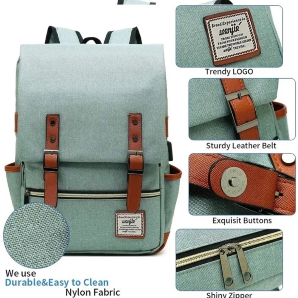 Wenjie sage Green Backpack school camping hiking commute